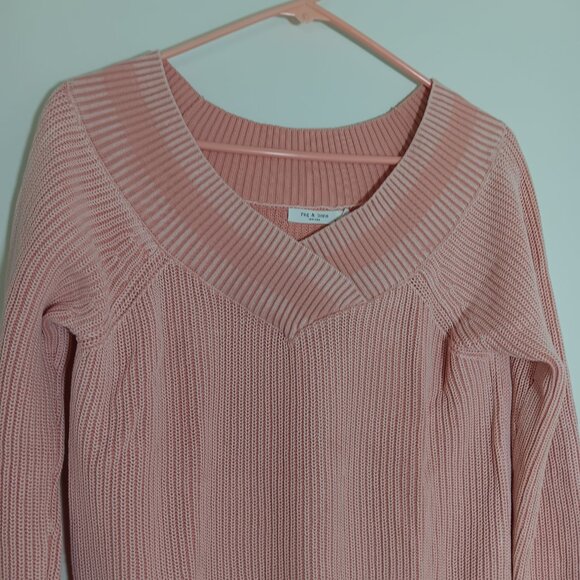 rag&bone dawn off the shoulder ribbed kni sweater pink s/p - Picture 3 of 6
